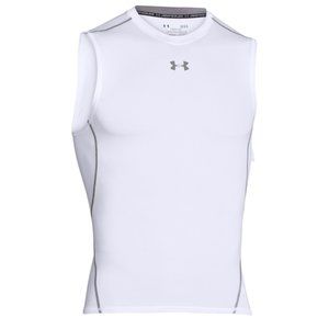 Men's White Under Armour Sleeveless Compression Shirt